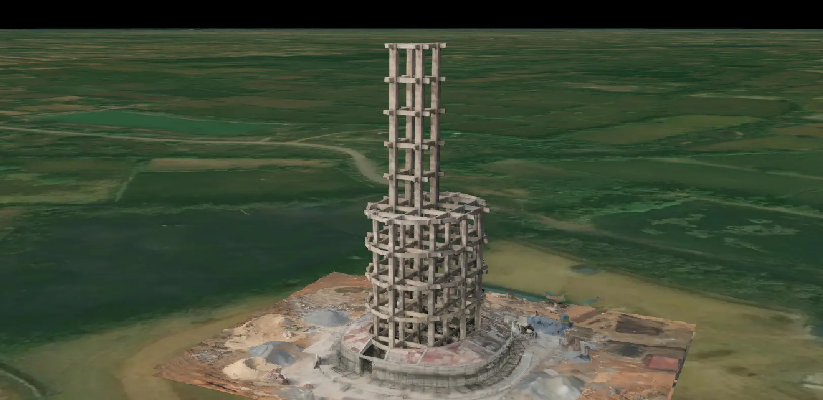 Current 3D model of the under-construction overhead water tank structure in Bilaspur